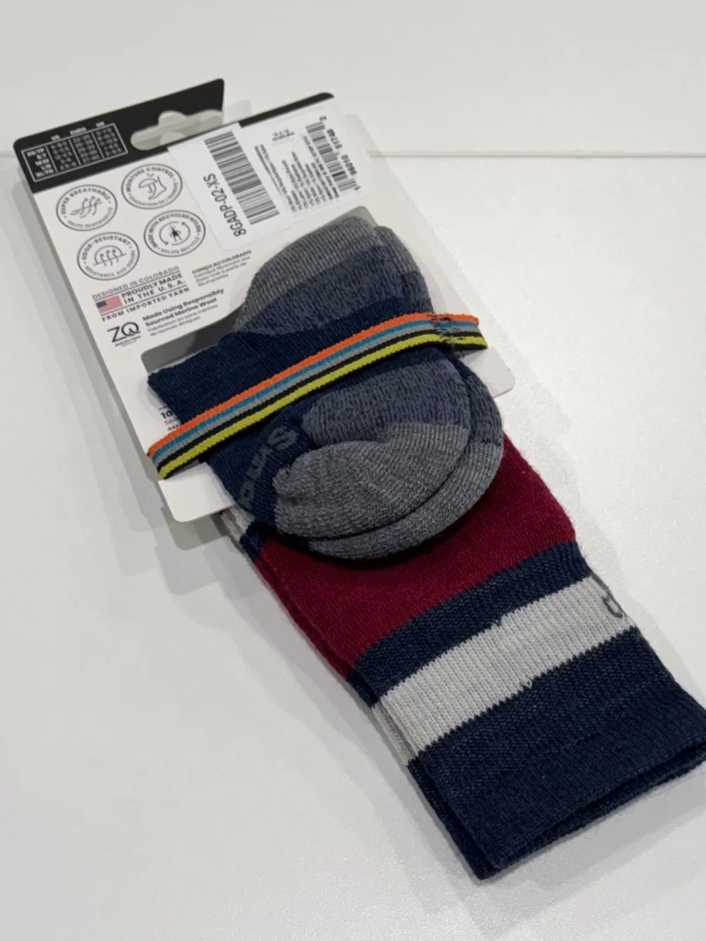 SmartWool Kids XS Wintersport Stripe Full Cushion Ski Socks Navy Blue Red NWT